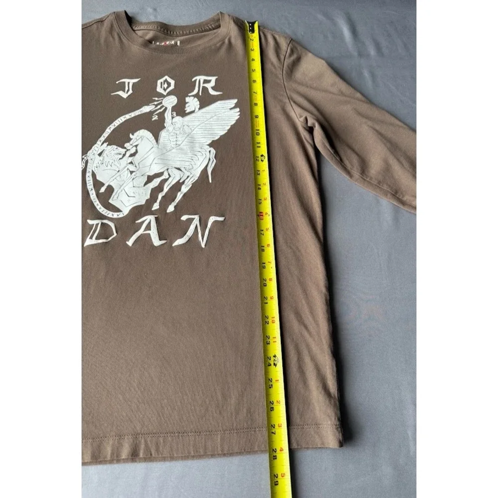 Jordan Flight T Shirt Men M Brown Long Sleeve‎ Graphic Pegasus Basketball Print